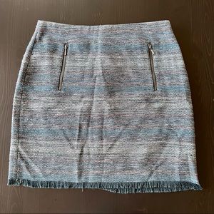 LOFT Teal Tweed Casual Mini Skirt